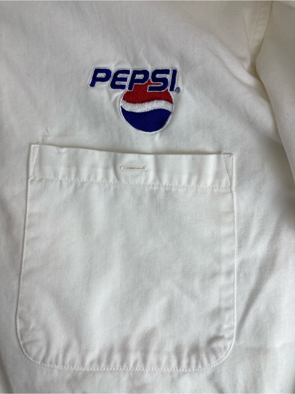 Vintage Pepsi Logo Button Down Shirt XL White Cotton Oxford Embroidered USA - Picture 4 of 16